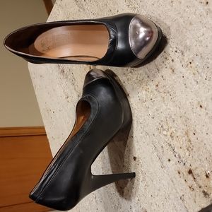 Black silver tipped 4 inch heels.
